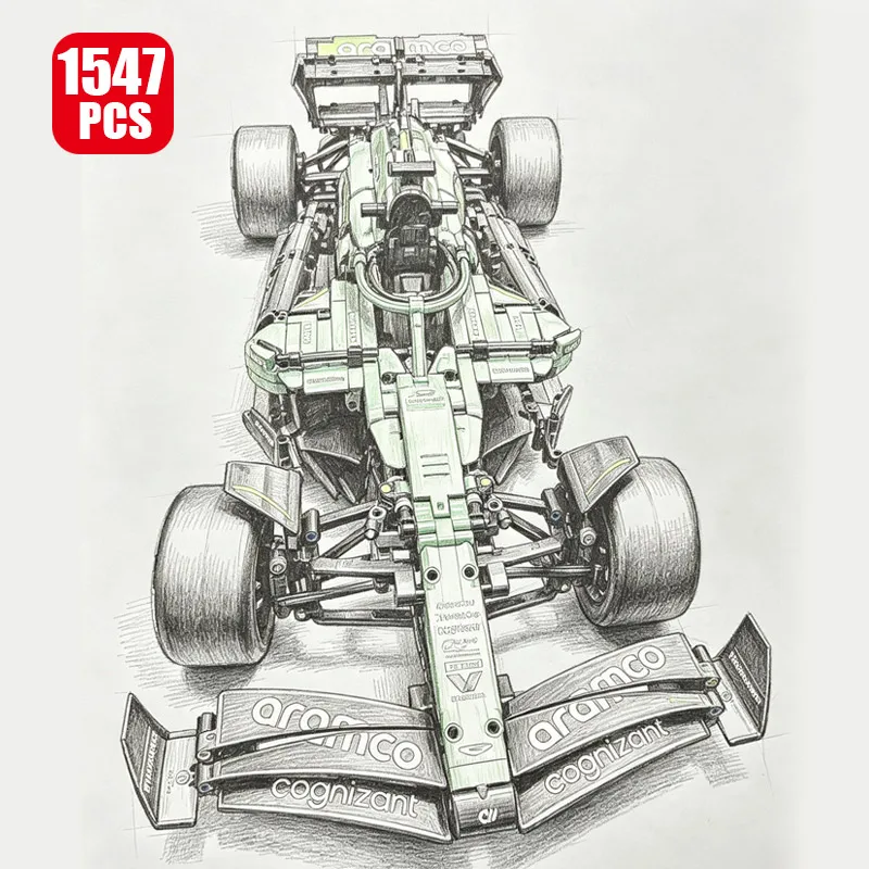 2026 New 1547PCS Technical 1:8 Scale Green Super Sports Car Building Blocks, Racing Assembly Model Toy, Birthday Gift