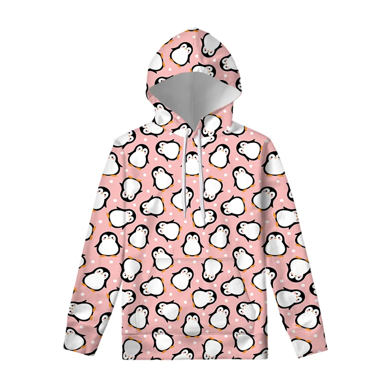 Simplicity Casual Hoodie Funny Street Cute Penguin Sunflower Pattern Hooded Coat Digital Printing Design Men Women Hoodies 2025