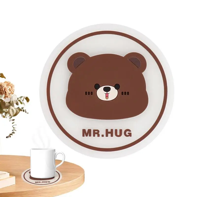 Auto Cup Holder Coaster Cute Drink Coaster For Car Interior Cartoon Animal Round Heat-Resistant Anti-Slip Table Coaster