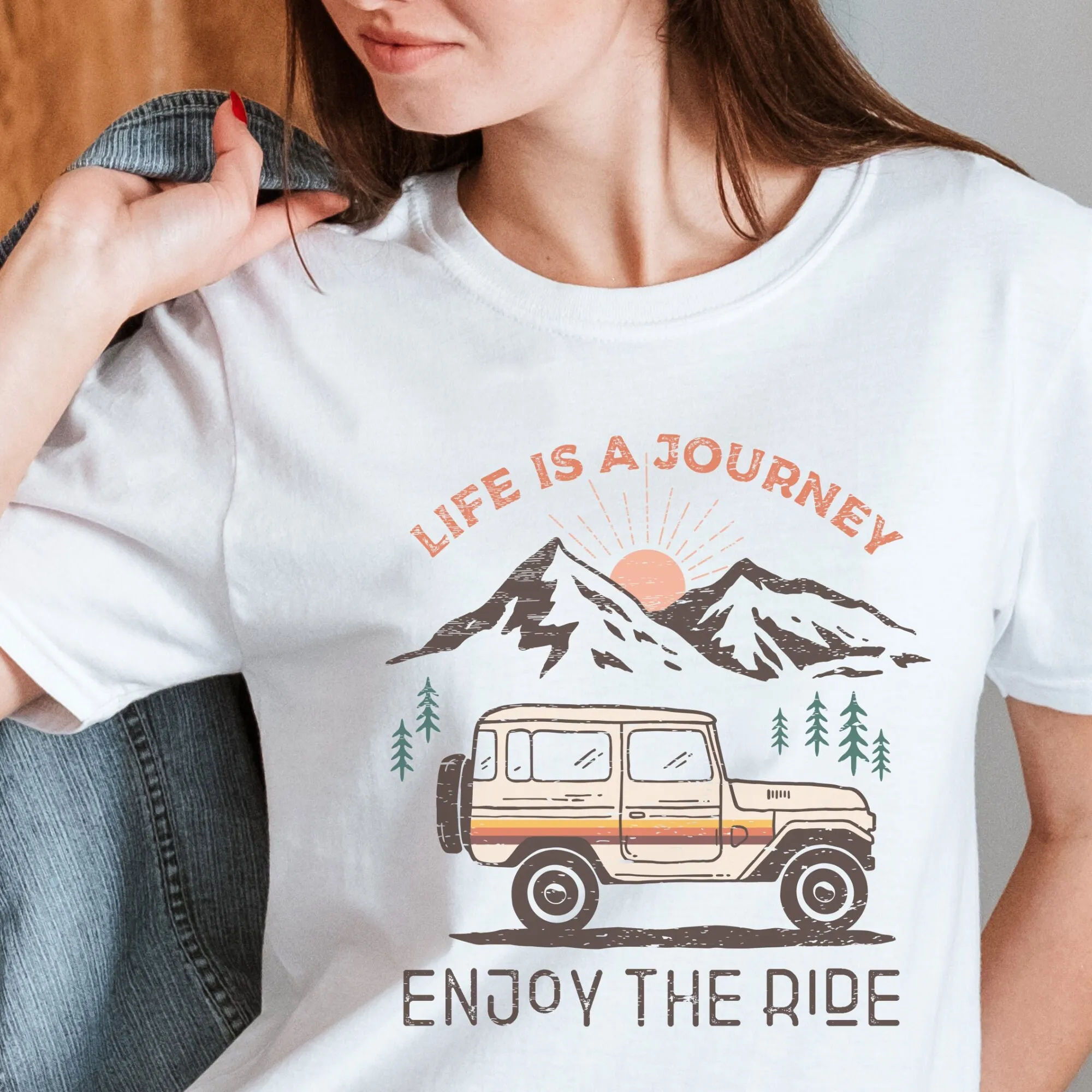 Vintage Vanlife T Shirt Life Is A Journey Enjoy The Ride Outdoor Retro Camping