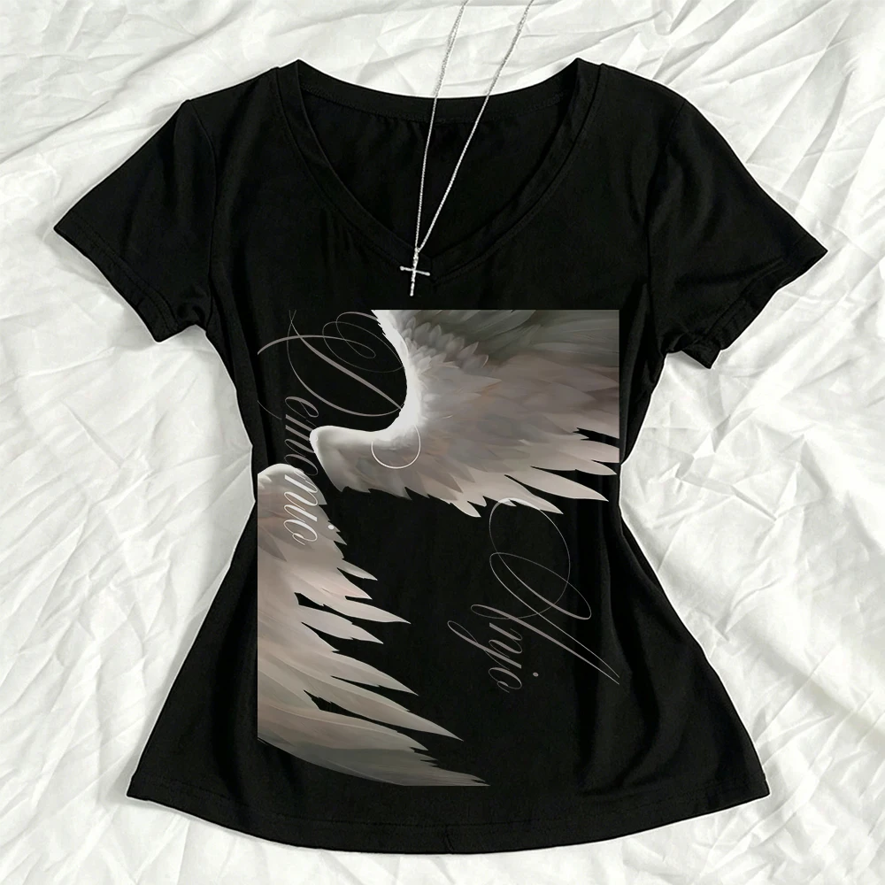 Women's short sleeved T-shirt, where are you cute or Grunge clothes Y2k tops Emo 2000s Y2k tops sexy summer clothes