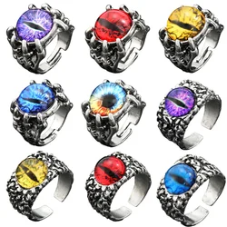 Retro Creative Gothic Colour Evil Eye Ring For Men Women Fashion Personality Claw Vintage Opening Jewelry Accessories Gifts