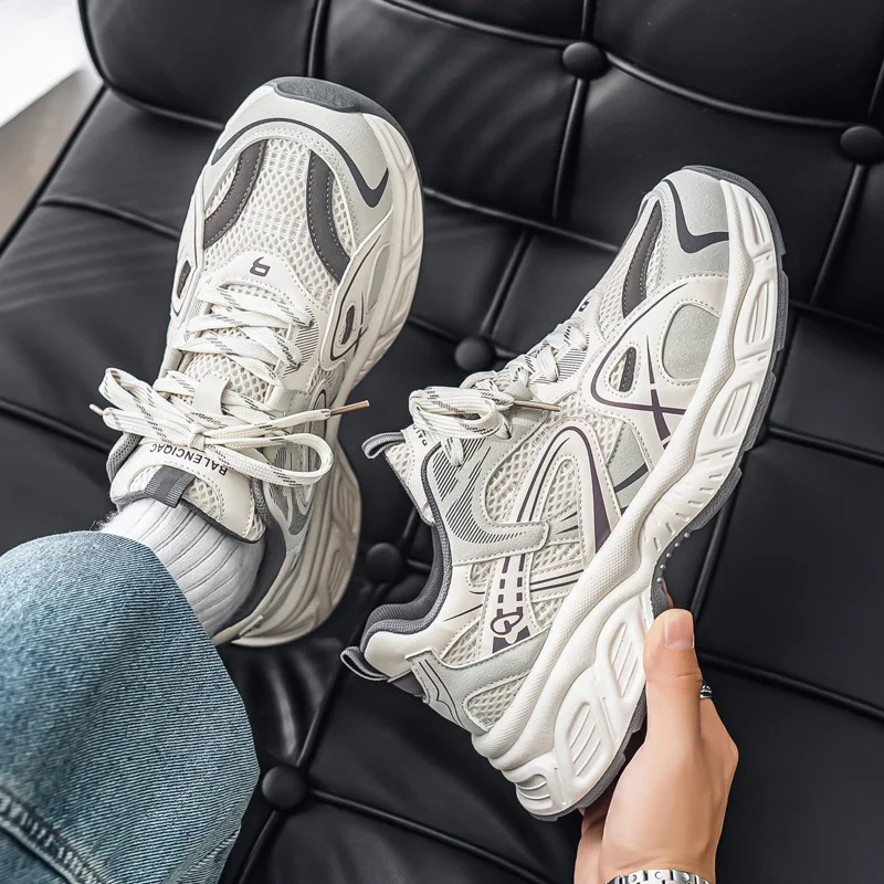

Повседневная спортивная обувь на платформе, летние дышащие мужские кроссовки с полой сеткой, модные мужские кроссовки, прогулочная повседневная мужская обувь для папы