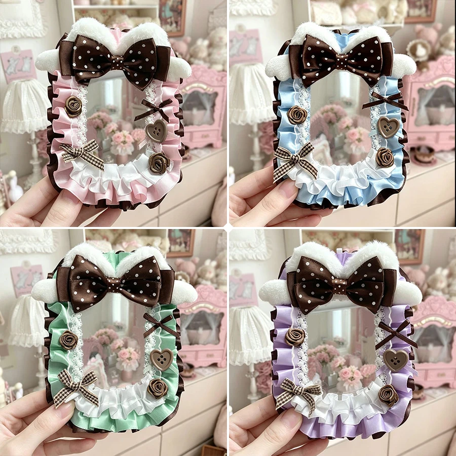 New Vintage Cute Bowknot Handmade DIY Plush Lace Photo Card Holder, Fan Idol Celebrity Collectible Card Holder, Anime Character Merchandise, Commemorative Card Holder, Halloween, Easter, Thanksgiving, and Birthday Gifts, Lolita Small Items, Photo Wall Decoration, Polaroid Card Display Stand, Photo Frame, Photo Clip, Merchandise Accessories, Card Holder