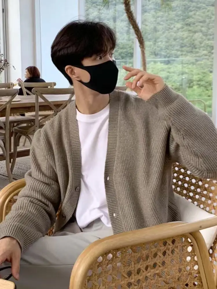 

Модный мужской вязаный свитер: новинка осенне-зимнего сезона, корейская версия, стильный кардиган, простое вязаное пальто