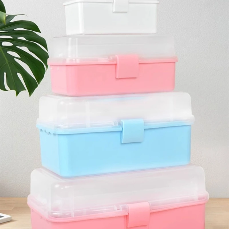 Practical Storage Organizers Three-Layer Storage Box Multifunctional Storage Case Plastic Box for Office M4YD