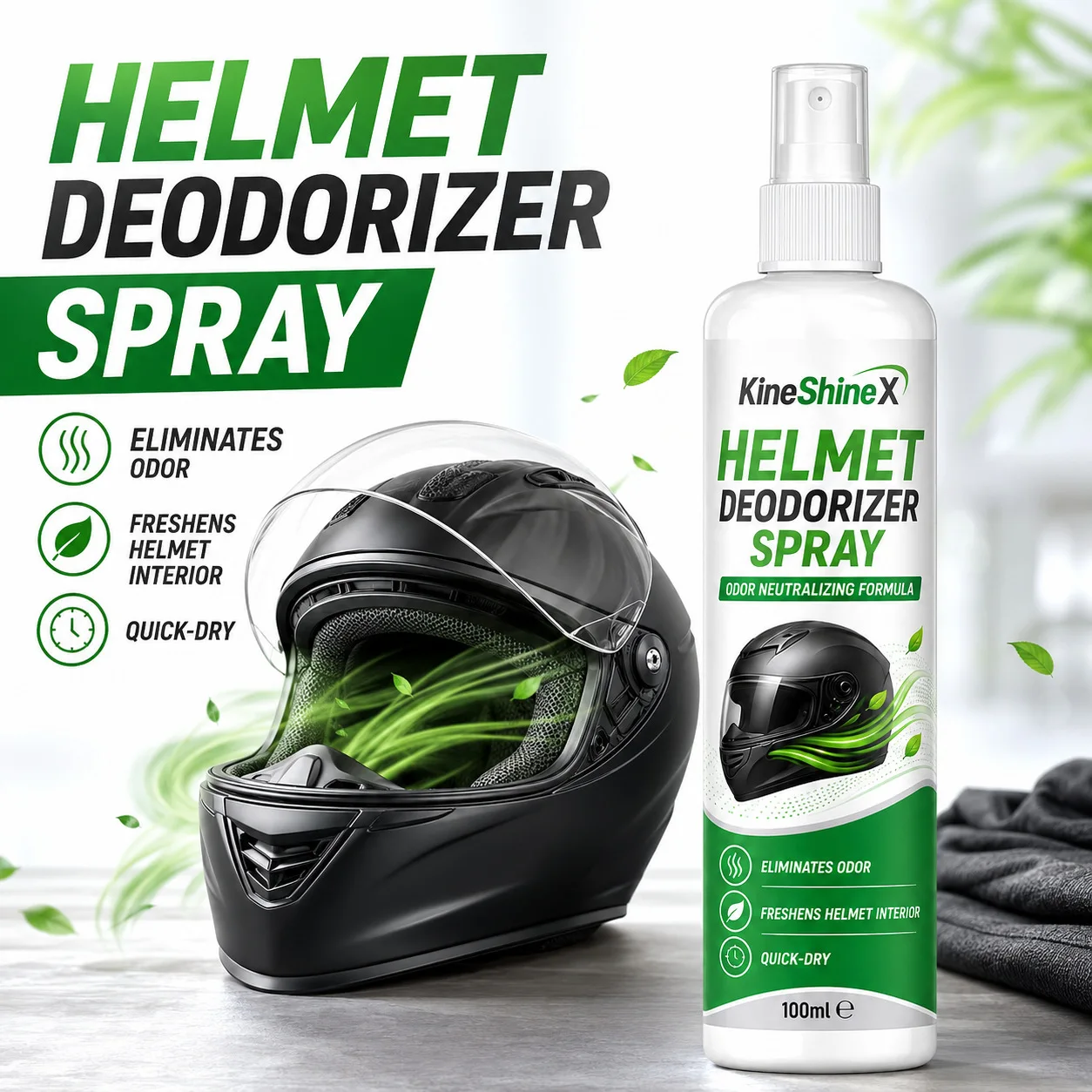Helmet Deodorizer Spray 100ml – Odor Neutralizing Formula for Motorcycle, Bike & Sports Helmets, Quick-Dry, Freshens Interior view 6