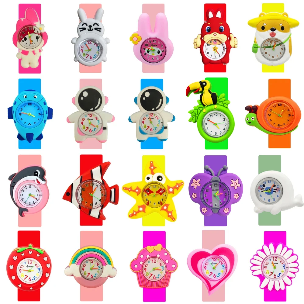 Montres d'animaux de dessin animé 3D pour enfants, cadeau de fête d'anniversaire, jouet pour garçons et filles, montres à claquettes pour enfants, horloge d'étude pour bébé, de rechange 24.com