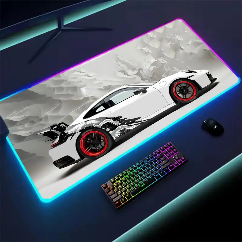 

Car Super Cool RGB Mousepad Computer Table Mat Gaming Mouse Pad Gamer Accessories LED Backlit Keyboard Cabinet Mousepad Deskmat