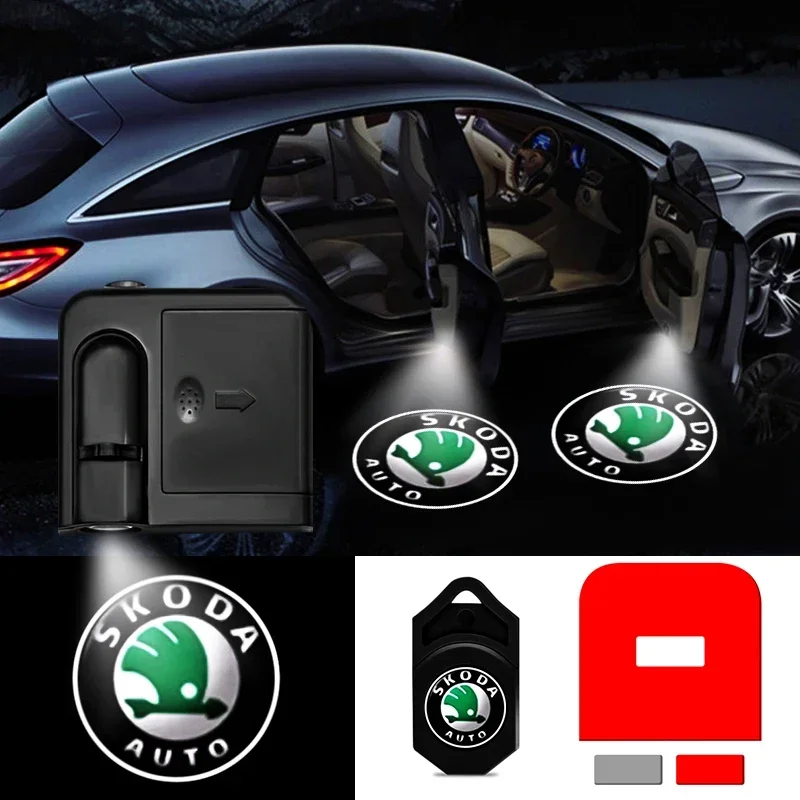Auto HD Projektor Lampe Auto Tür Drahtlose Willkommen Licht LED Dekoration Für Skoda Octavia KAMIQ KODIAQ SUPERB RAPID FABIA YETI