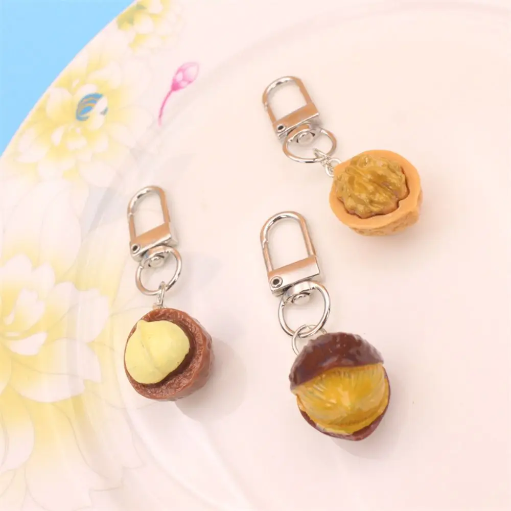 Bag Pendant Cute Simulation Food Toy Keychain Mini Creative Nut Pendant Key Ring Almond Pistachio Nut Car Charm Key-Ring Student