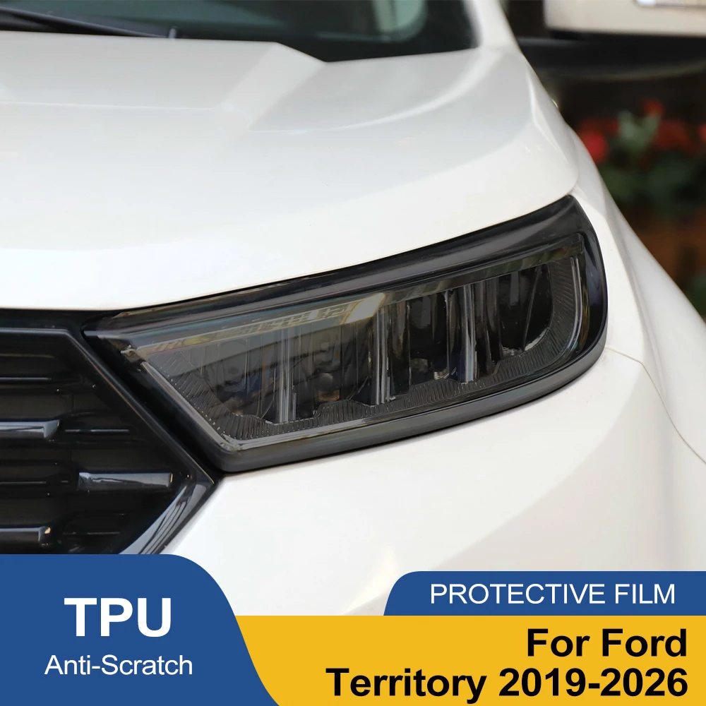 For Ford Territory Equator Sport High-Gloss Car Headlight Protective Film Smoke Black Pre Cut TPU PPF Anti-Scratch Vinyl Wrap
