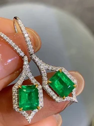 Luxury Design Green Cubic Zirconia Simulation Emerald Dangle Earrings For Women Classic Wedding Party Jewelry Gifts Accessories