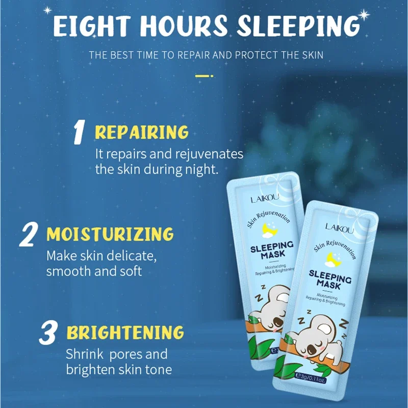 LAIKOU 5pcs Moisturizing Facial Mask Hydrating Sleeping Face Sheet Masks Repairing & Nourishing Night Face Mask Skin Care