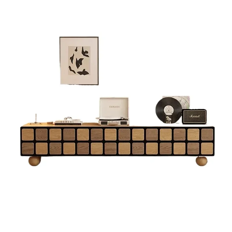 Nordic Solid Wood TV Cabinet Simple Audio Visual Console with Storage Locker Advanced Color Matching Living Room Furniture