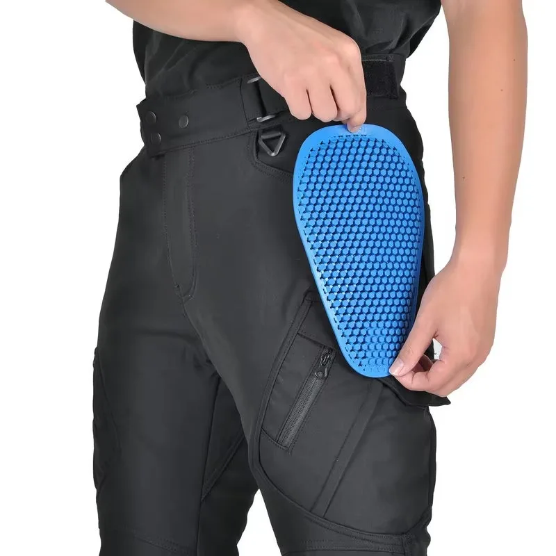 Pantalones de motociclismo para hombre, pantalones de cintura alta impermeables de terciopelo para invierno, 4 rodilleras blindadas CE actualizadas