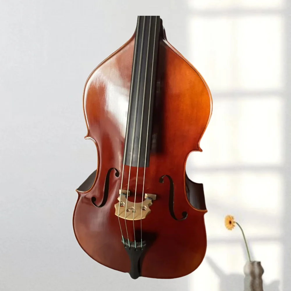 

High-Quality Solid Wood 3/4 Double Bass Bright Reddish Finish for Musicians And Students