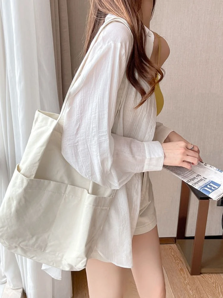 Camisas de protección solar de verano para Mujer, Blusas holgadas de estilo coreano finas que combinan con todo, Color puro, Blusas simples y elegantes para Mujer, Blusas informales elegantes