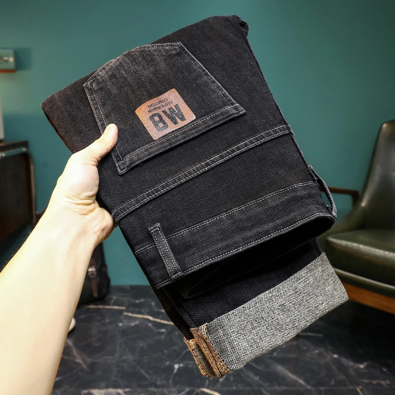 

Новые мужские повседневные джинсы New Town прямого кроя, эластичные, осенне-зимние, в гонконгском стиле, высококачественные, универсальные, стрейч, длинные брюки