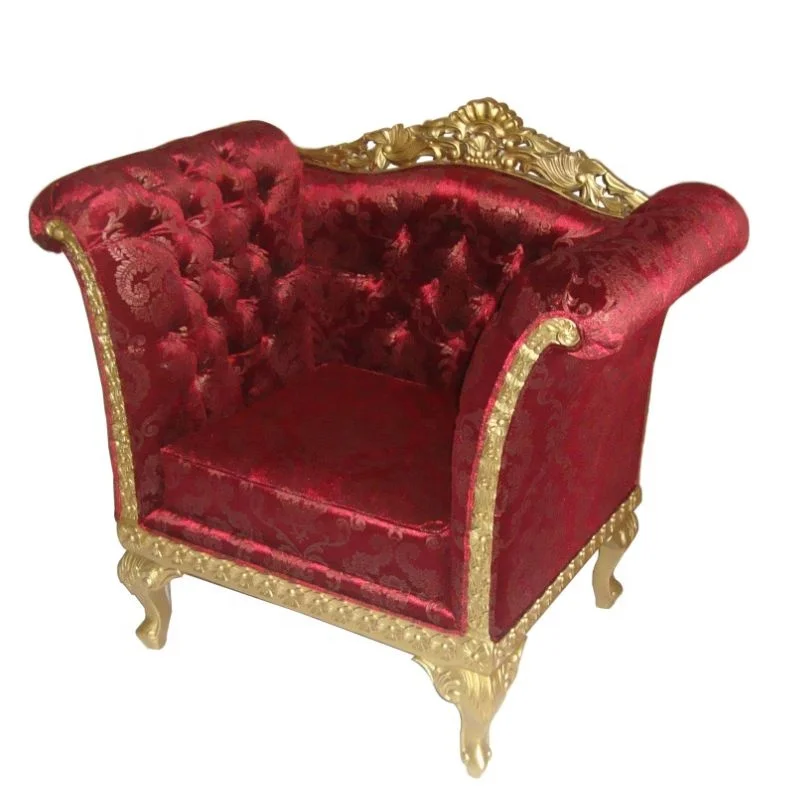 Antique Reproduction Chair French Style Living Room Sofa Gold Hand Carved Wooden Armchair Italian Chair European Style Furniture