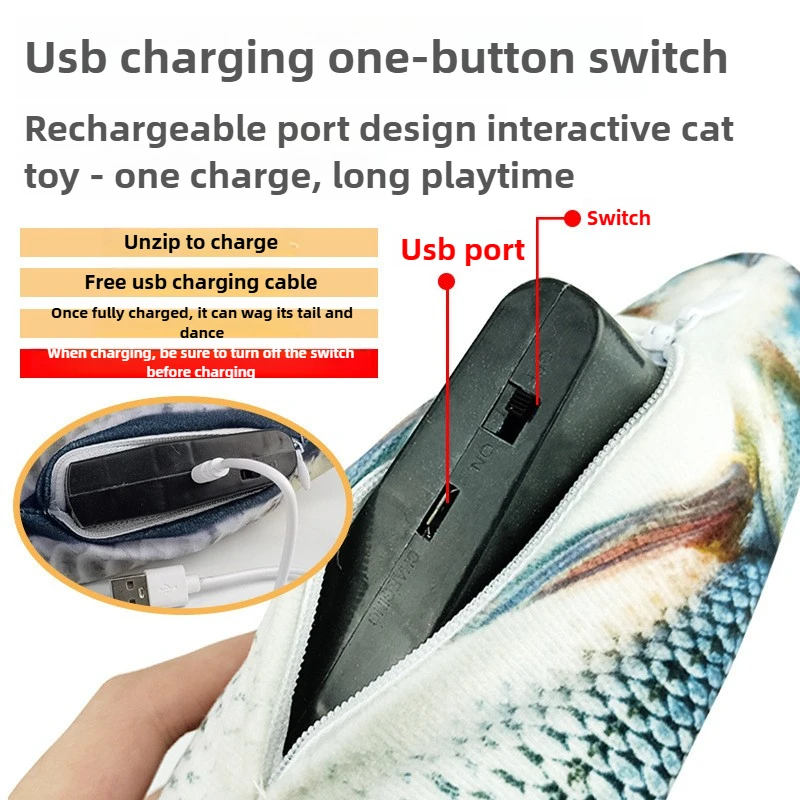 Electric Simulation Fish ToyBest-selling Electric Fish-teasing Cat Simulation Fish Jumping Fish Usb Jumping Plush Toy for Cat