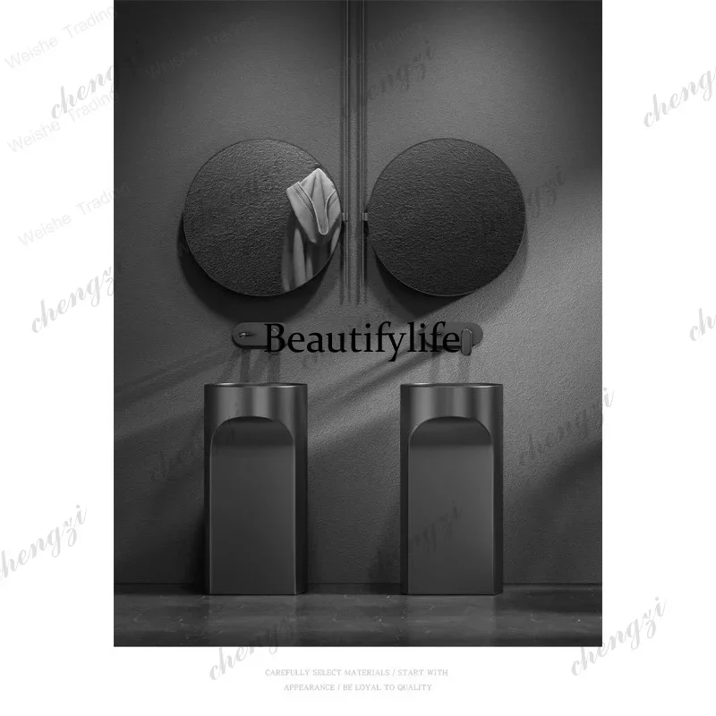 Y136 PPCreative Pedestal Countertop Sink Floor-standing Stainless Steel Bathroom Sinks Light Luxury Hotel Toilet Countertop Wash