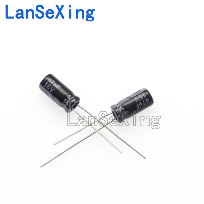 Capacitor eletrolítico de alumínio, componentes eletrônicos, Inline, Volume 5*11, 16V, 47uF, 16V, 47uF