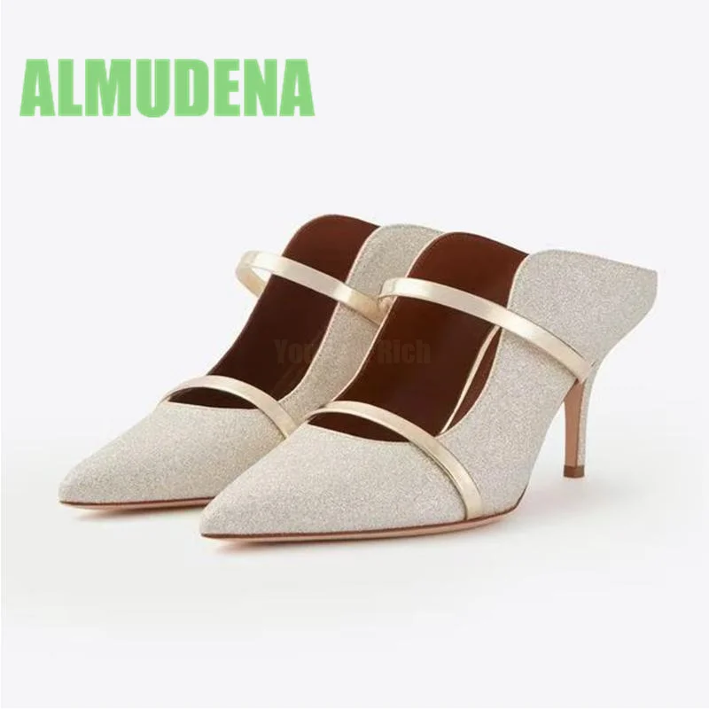 Customized High-Heeled Shoes with A Fashionable and Minimalist Style Featuring A Slim Heel and A Single Strap with An Empty Back