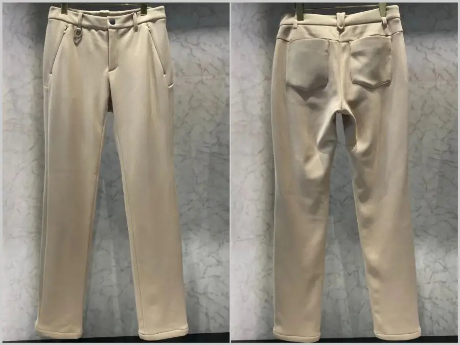 2026 Men's Golf Fleece Lined Pants Autumn Winter Warm Slim Fit Casual Stretch Trousers Sport Golf Wear