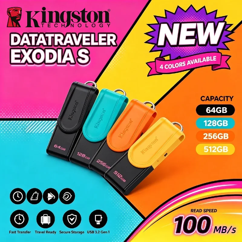 Kingston USB 3.2 Gen 1 64GB 128GB 256GB High Speed Mini Pen Drive Flash Memory Stick for Laptop PC Mac Backup Pro