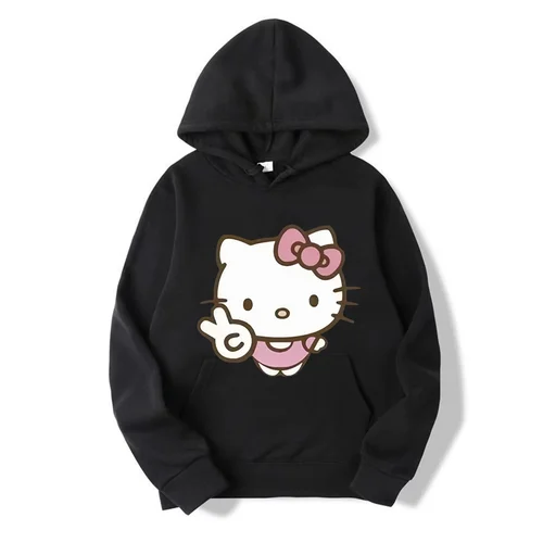 2024 nueva Hello Kitty familia de dibujos animados mujeres Sudadera con capucha dibujos animados Anime hombres pulóver 2024 nueva primavera otoño pareja sudadera ropa Top