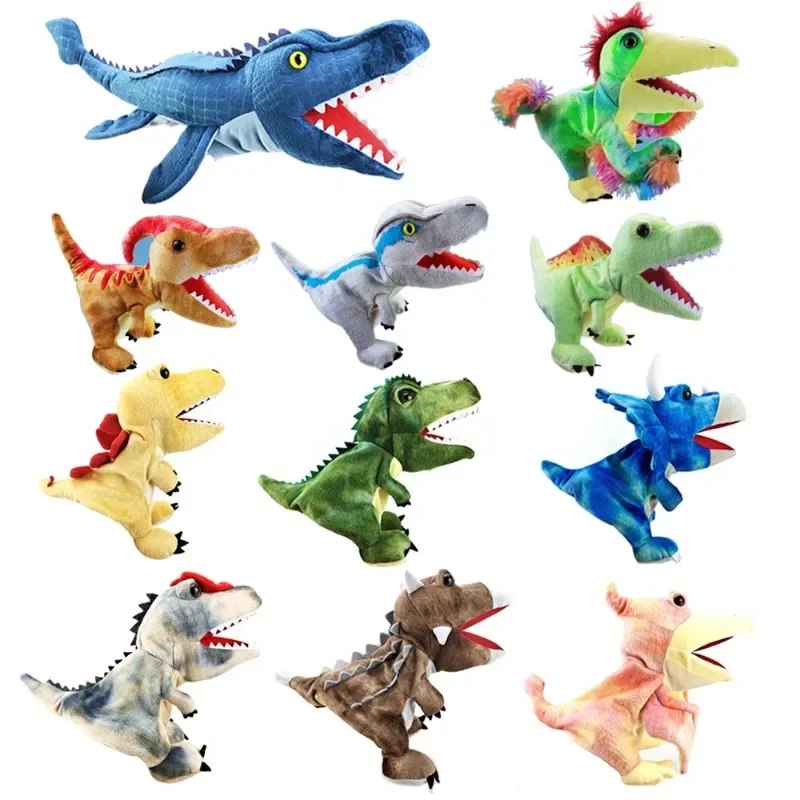 

New Dinosaur Hand Puppet Plush toys Kindergarten performance Hand control glovesTriceratops Tyrannosaurus