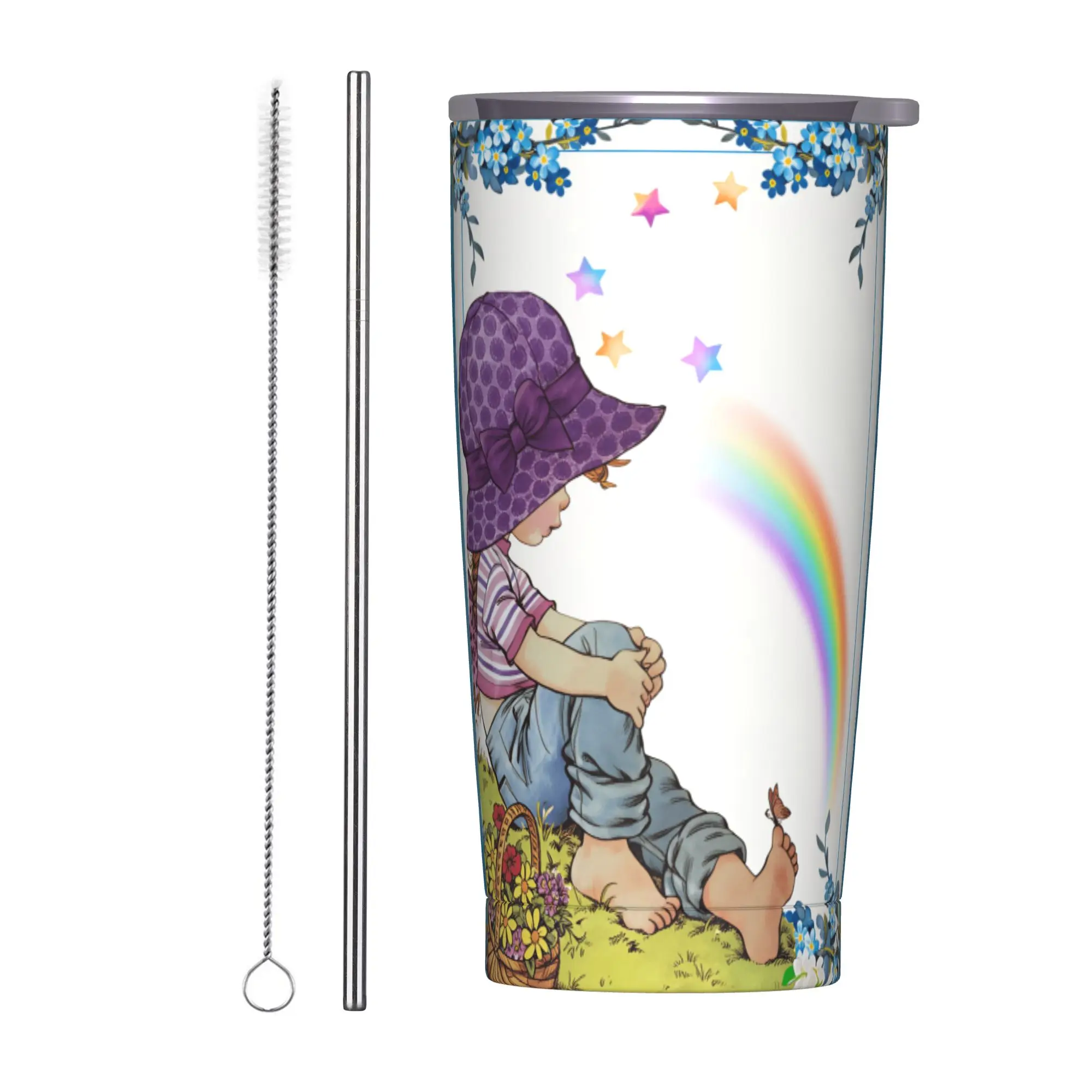 Art Sarah Kay Swing Girl Stainless Steel Tumbler  Travel Mugs Cup Large Thermal Cups Insulated Hot Drinks Milk Tea Water Bottle