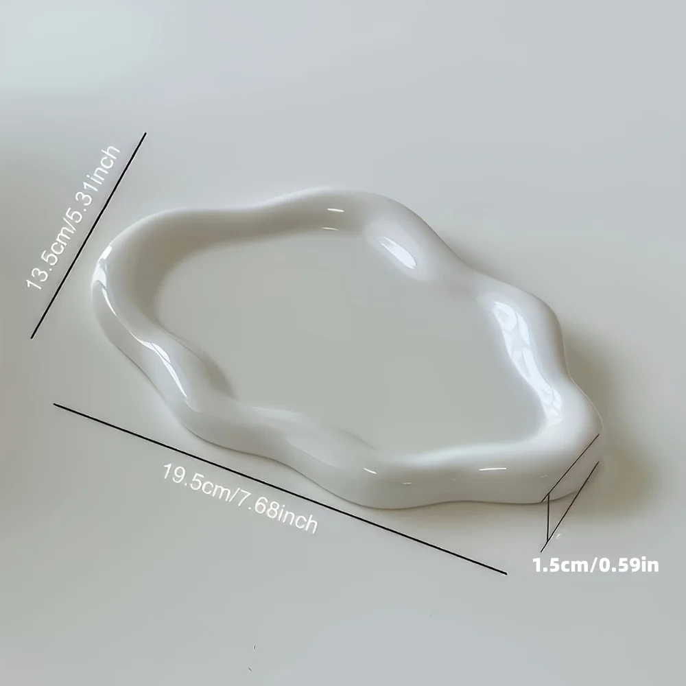 2-حزمة من صواني الزخرفية البيضاء صواني تخزين المجوهرات مع حواف ناعمة لديكور المنزل مناسبة للرجال والنساء عرض المجوهرات صواني الزخرفية تصميم رومانسي سطح مصقول صندوق تخزين أنيق هدية