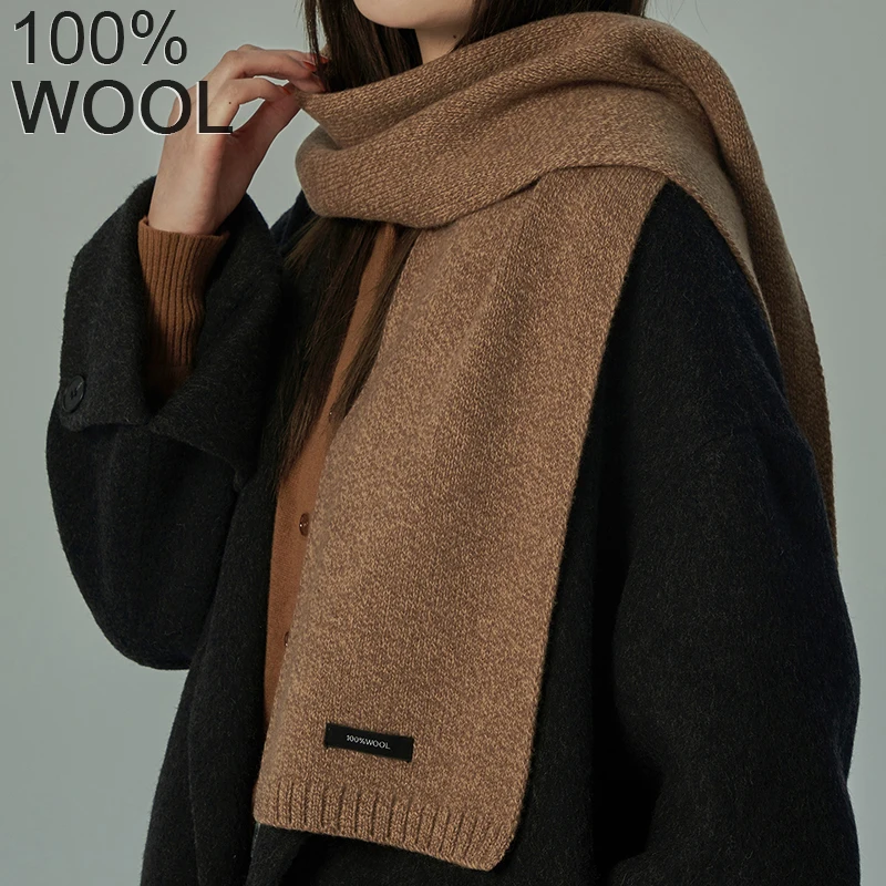 

Зимний узкий шарф, шарф из 100% шерсти, хит продаж, однотонные шарфы, мужские и женские универсальные теплые и морозостойкие пончо