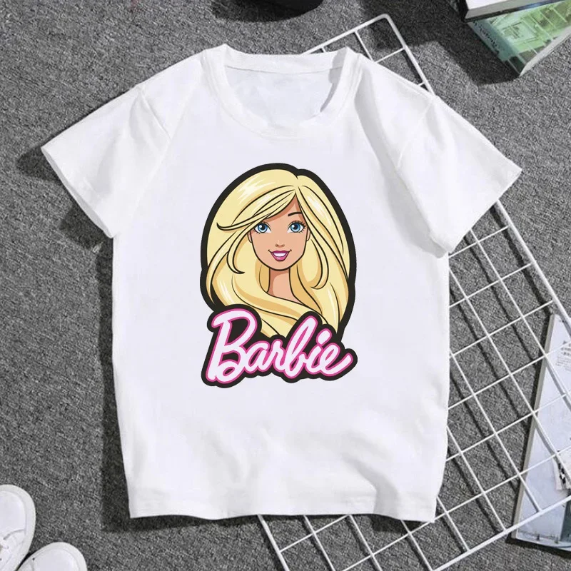 2024 New Authentic Men and Women T-Shirts Short-Sleeved Barbie Cartoon Spring and Summer Casual Round Neck Printed Cotton Tops