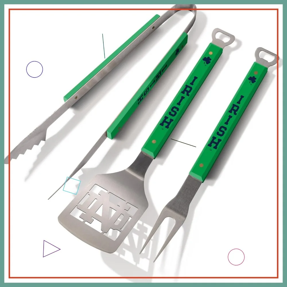 

NCAA Team Spirit BBQ Set with Laser-Cut Design, Bottle Opener, and Colorful Handles