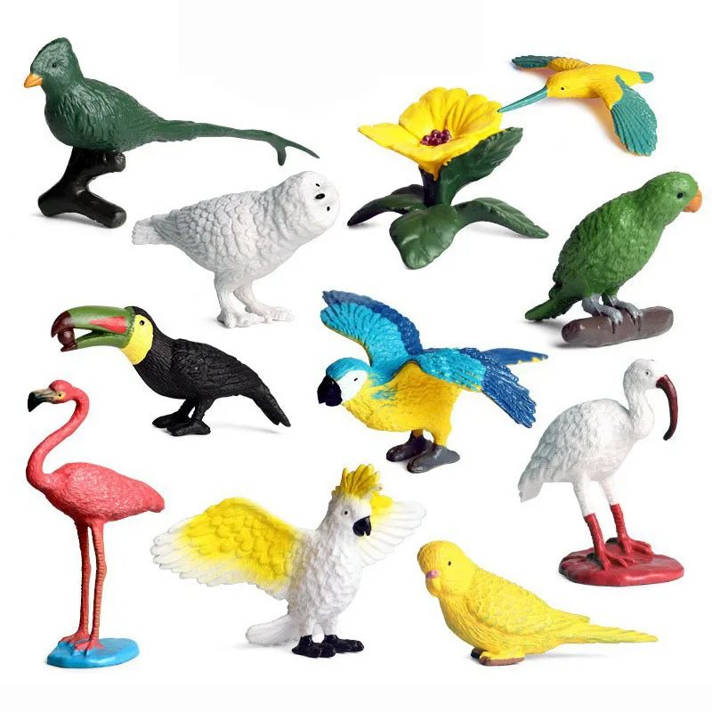 1Pcs Simulation Bird Animal Parrot Turkey Peacock Owl Ostrich Model Action Figures Miniature Educational Toys for Children Gifts