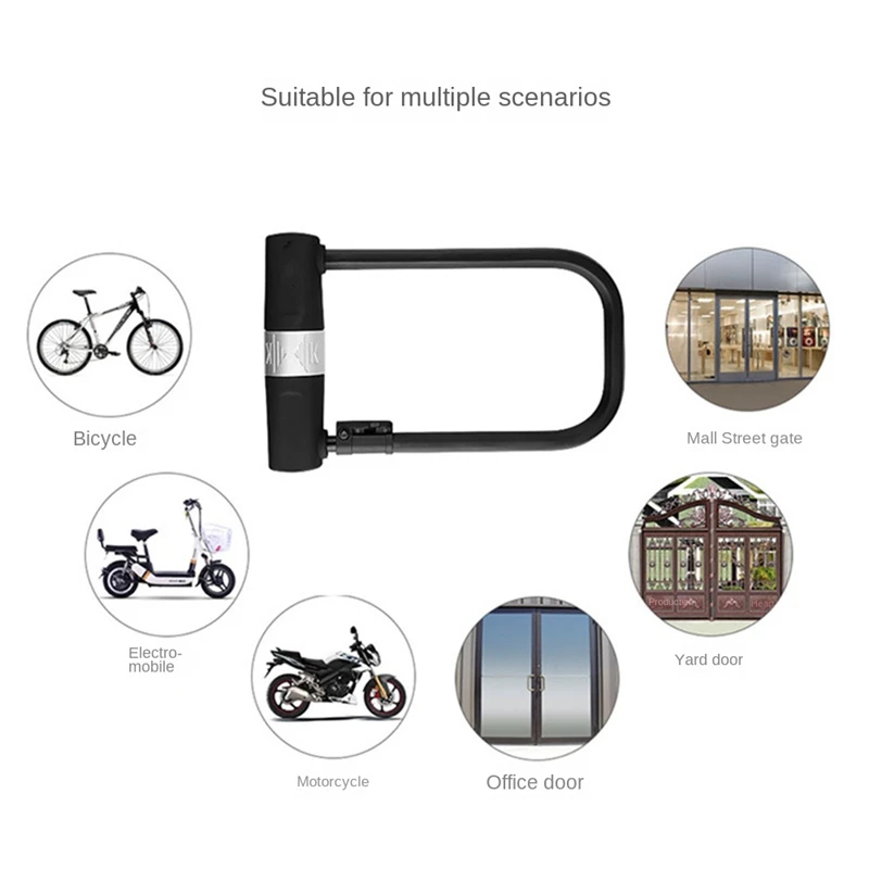 Large Bike U Lock With 4Ft Cable,Motorcycle Bicycle U Shape Lock,14Mm Bike Locks Heavy Duty Anti Theft Bike Tire Lock