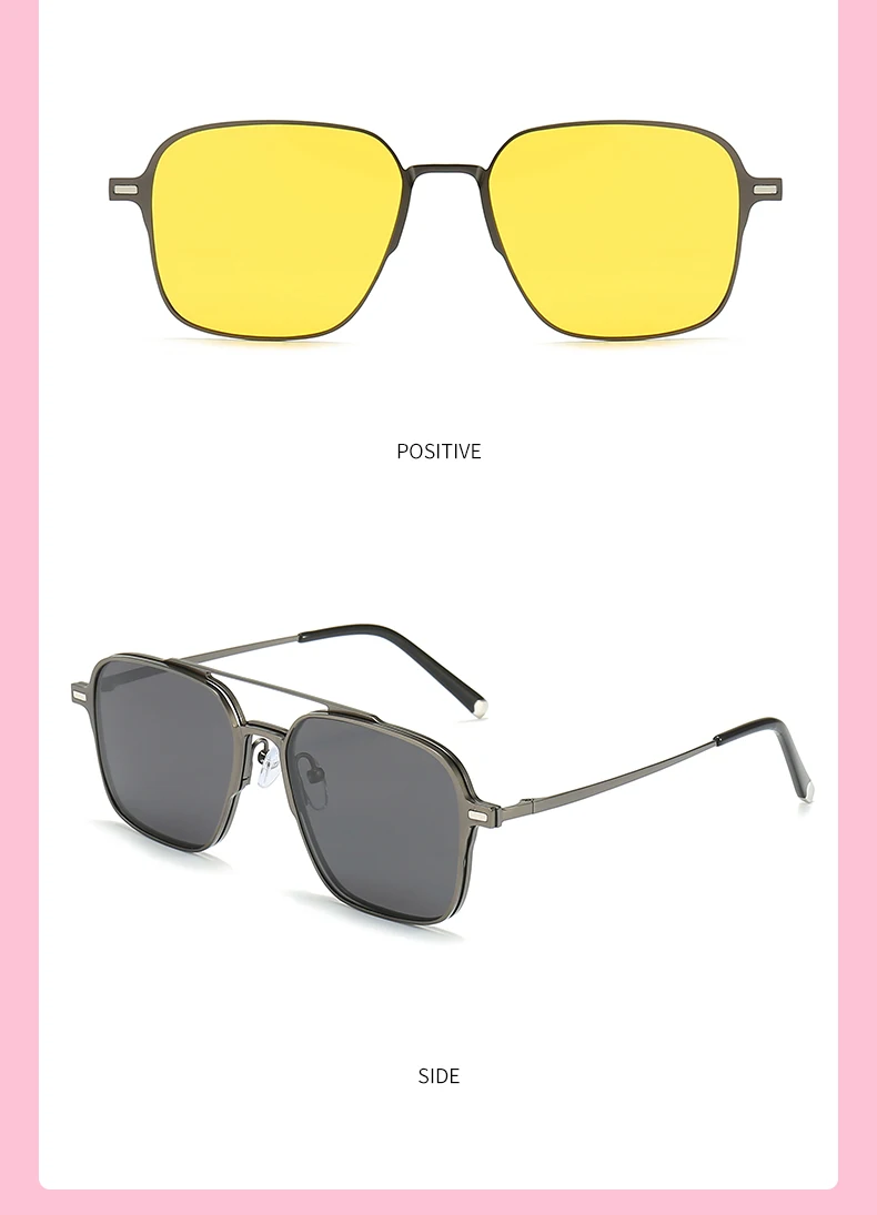 Metall 3-in-1 neuer Stil Magnet Clip auf Brillengestell Trend polarisierte Sonnenbrille für Männer 2023 optische Computerbrille UV400 7009 – Detail 12