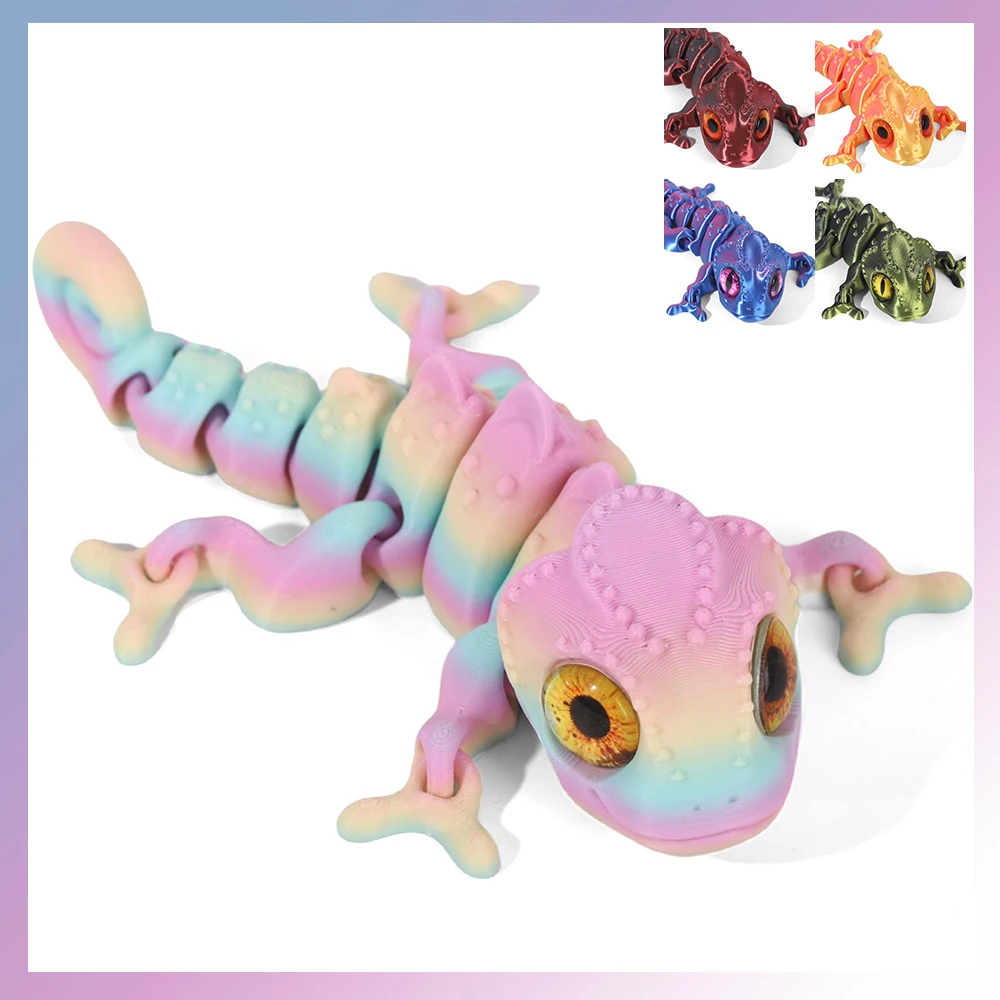 3D Printed Toys Lizards Baby Figures Multi-joint Model Ornament Realistic Animal Decorations Desktop Novelty Toy Kids Gifts