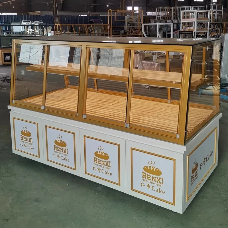 custom.Customizable Design Commercial Bakery Showcase Display Cabinet Baking Paint Island Cabinet with Glass Counter Mall or
