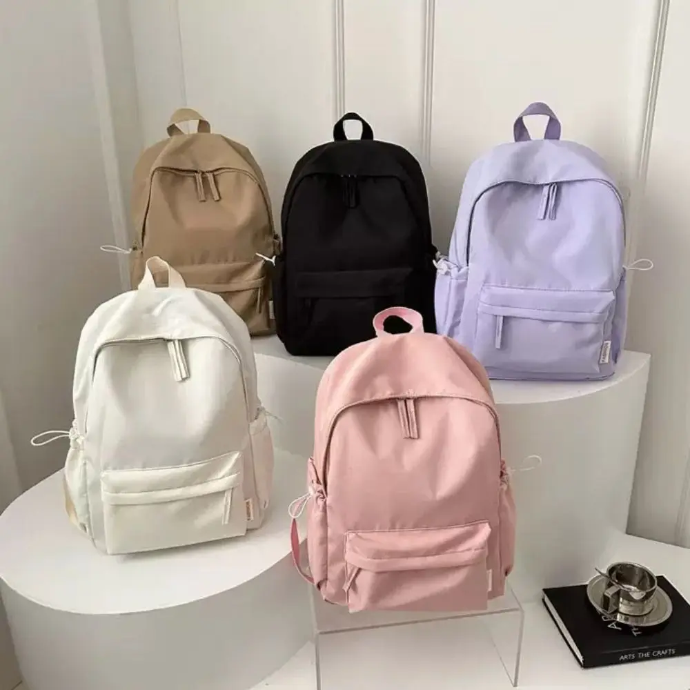 Zaino semplice in tinta unita, confezione piccola, tinta unita, stile coreano, borsa a tracolla per studenti, zaino casual, regalo