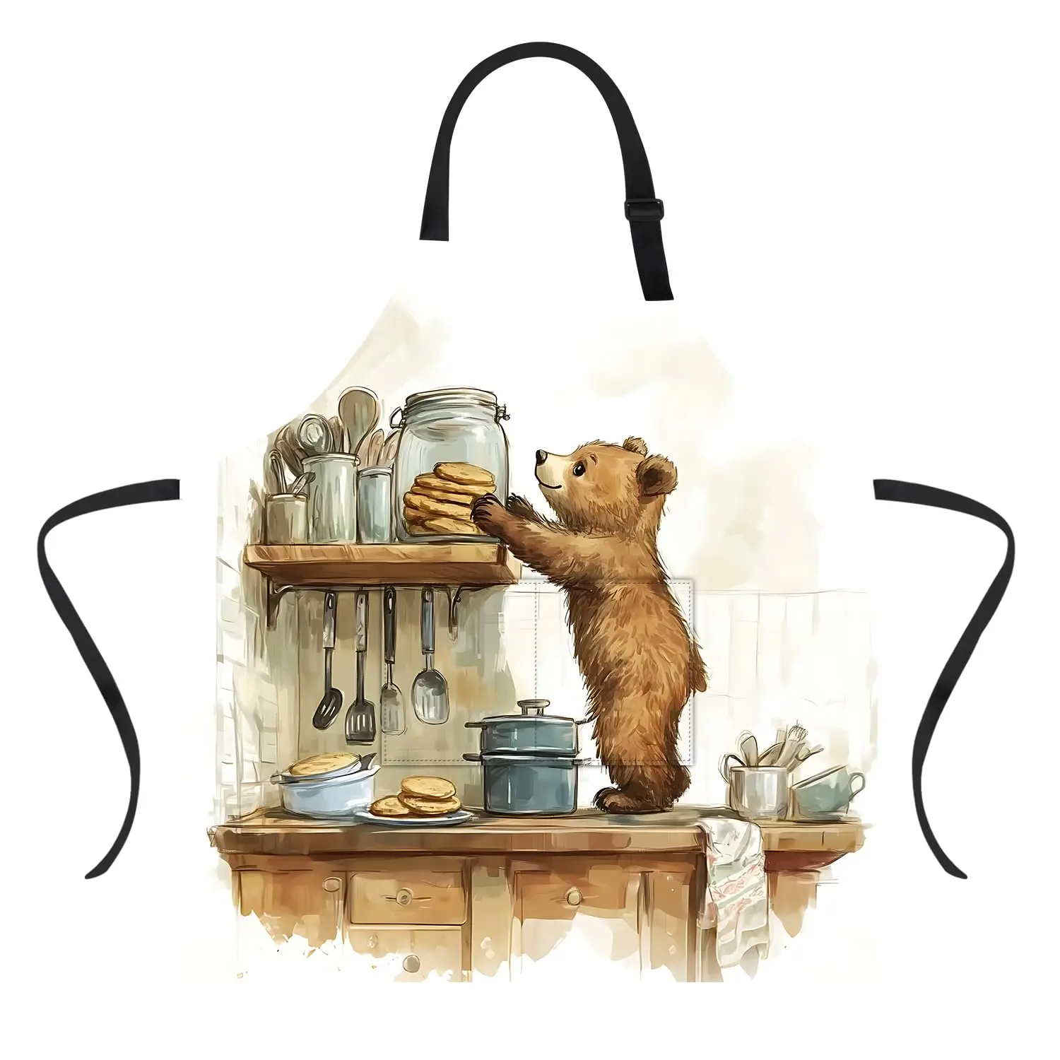 

Funny Bear Apron with Pockets Waterproof for Men Women Kitchen Garden Decor
