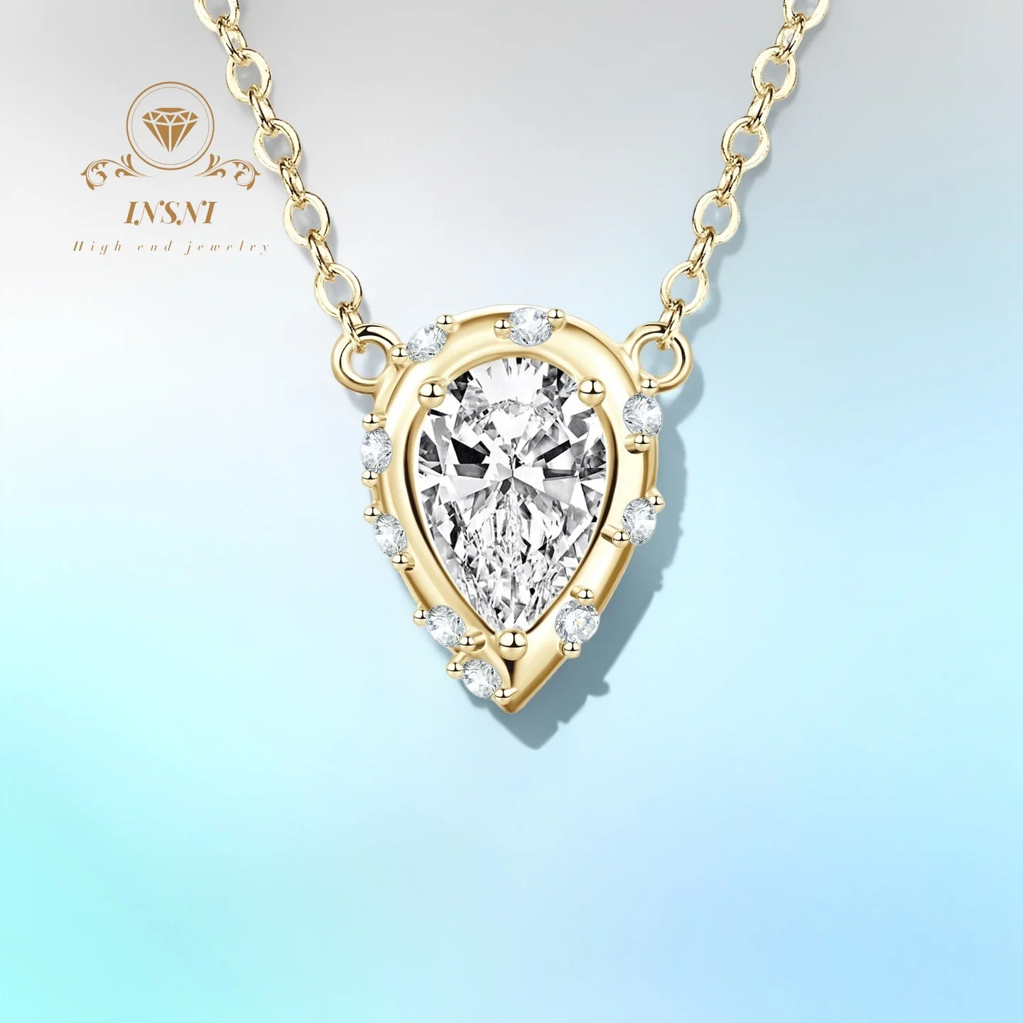 

14K Gold Plated French Vintage Teardrop Pendant Necklace Lady Clavicle Chain High-End Missy Style Choker for Daily Party Gift