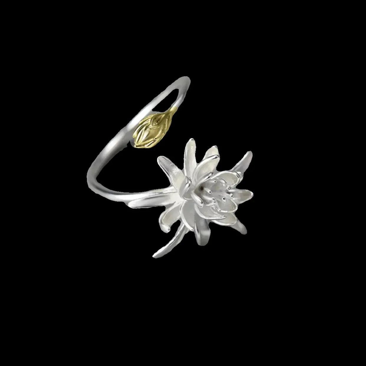 Pastoral Epiphyllum Ring  Female Minority Design Antique Style Ring with Classical Flowers Simple Opening Adjustable Finger Ring