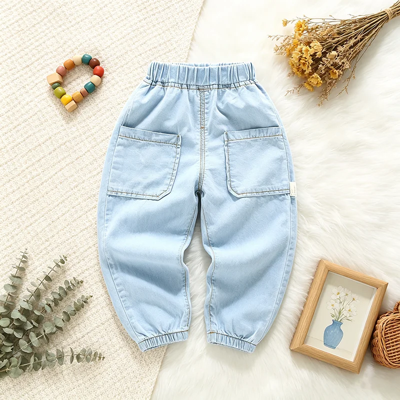 Summer Baby Girls Boys Soft Thin Pants Simple Children's Jeans Toddler Solid Color Trousers Bottoms 1-5 Years Old Kids Wear