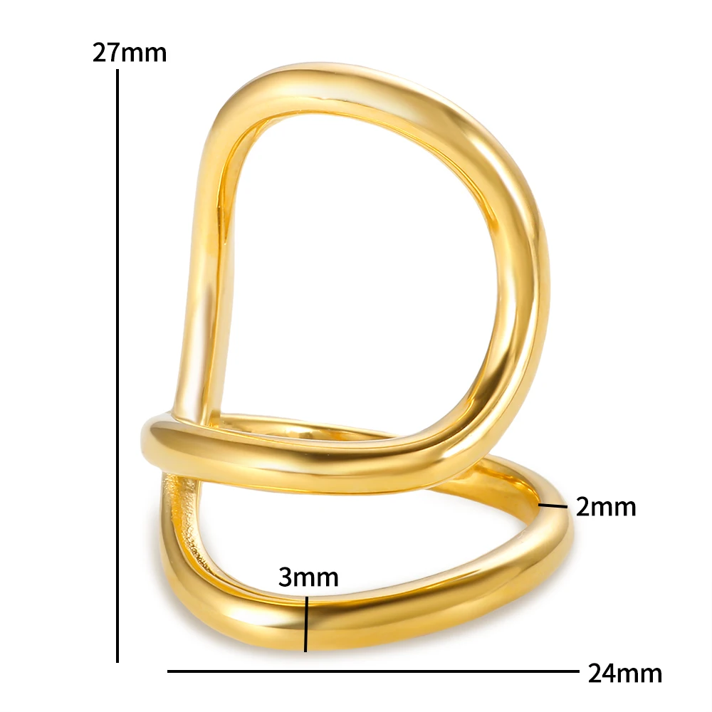 JINHUI Abstract Line Twisted Vintage Finger Ring PVD Wholesale Waterproof Titanium Steel Ring for Women Jewelry Trendy Party New