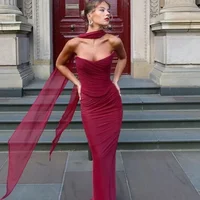 Suninheart Elegant Women 2 Piece Dress Set 2024 Strapless Bodycon Crop Top and Maxi Skirt Set Formal Wedding Guest Party Dress - Image 4