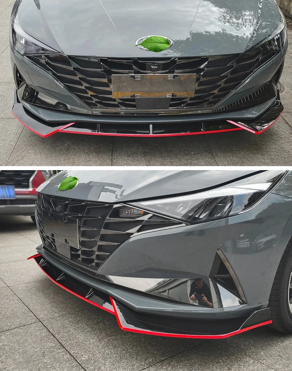 Front Bumper Splitter Lip Spoiler For Hyundai Elantra CN7 2021 2022 Diffuser Guard Body Kit Tuning Exterior Accessories